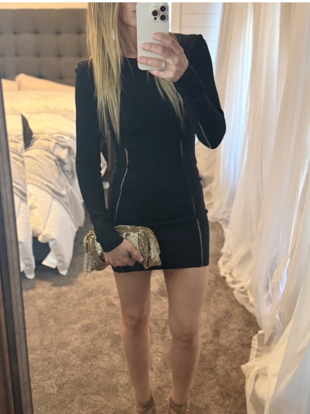Dion Lee Black Mini Dress Long Sleeve Mini Bodycon Dress - Picture 5 of 7